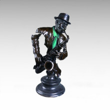 Büsten Messing Statue Saxophonist Dekoration Bronze Skulptur Tpy-014
